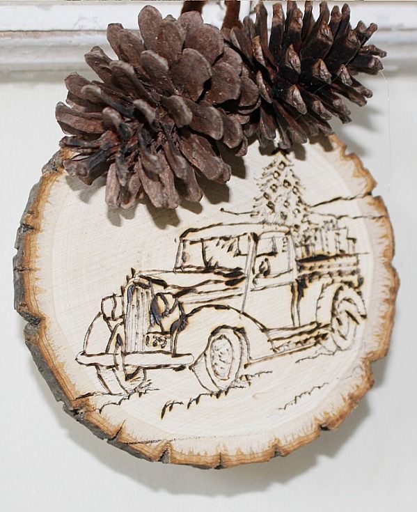 Burned Wood DIY Christmas Ornament via ourcraftymom