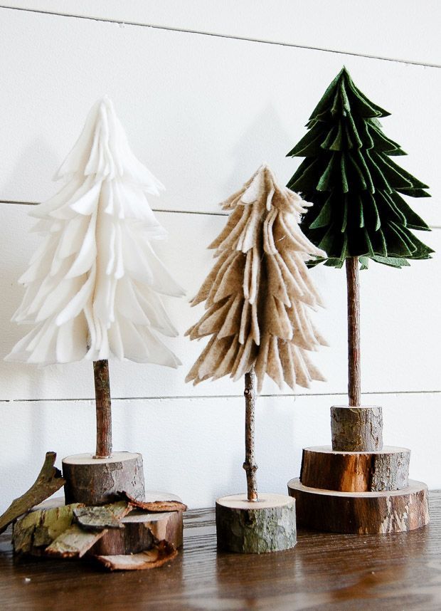 DIY Farmhouse Rustic Felt Christmas Trees via littlehouseoffour