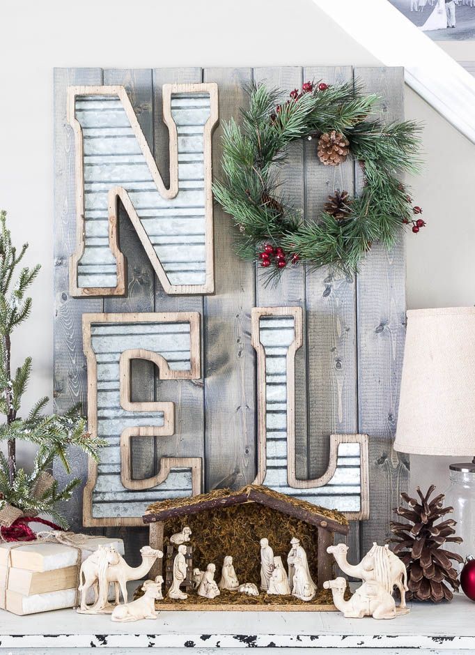 DIY Metal and Wood Farmhouse NOEL Sign via blesserhouse