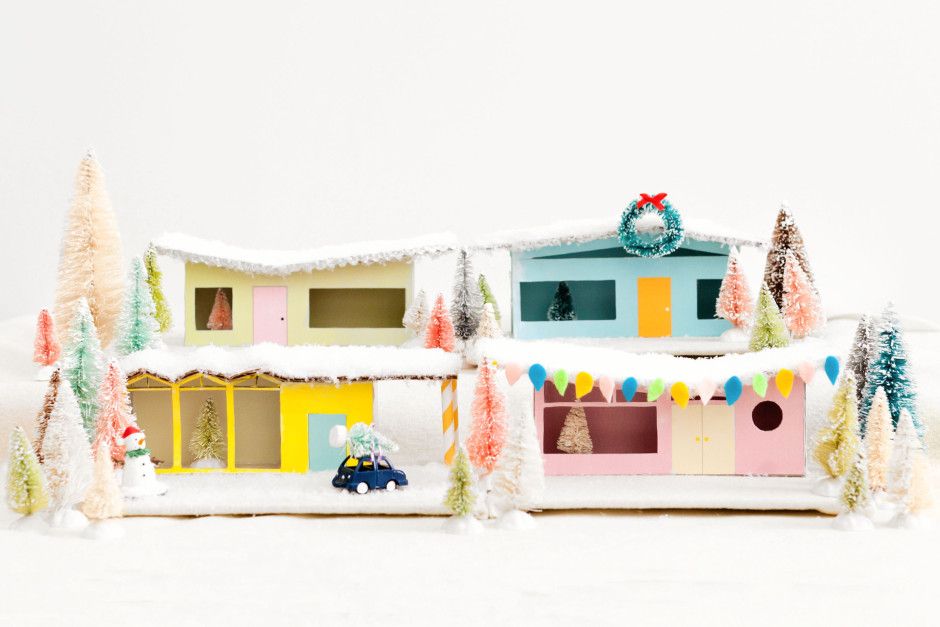 DIY Mid-century Christmas Putz Houses via melo-drama