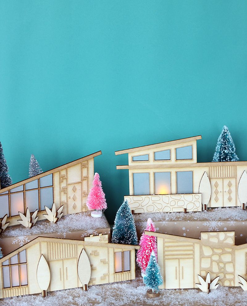 DIY Mid-century Modern Christmas Village via thesweetescape