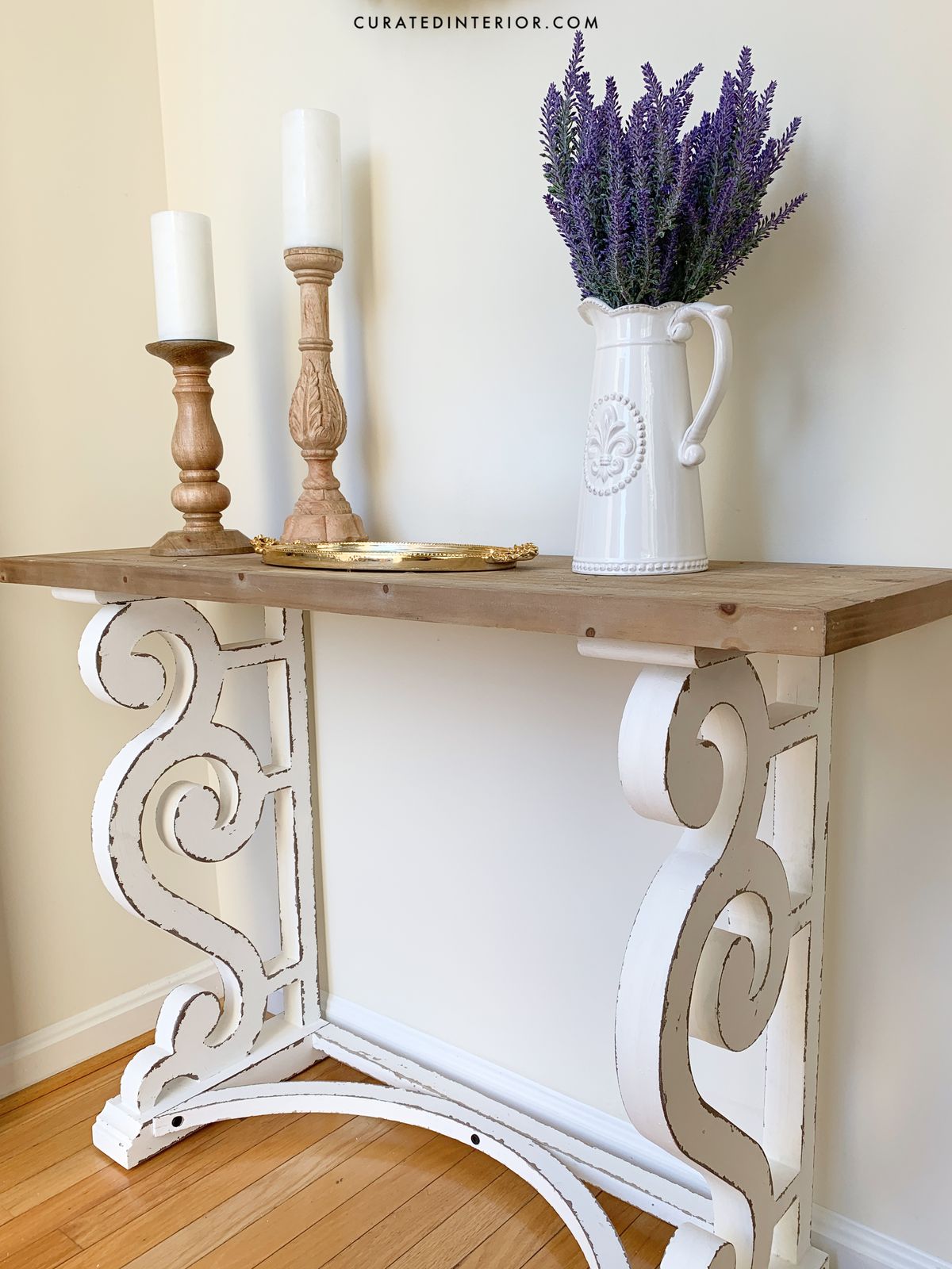 French Country Entryway with Rustic Wood Console Table Perfect for a French Farmhouse or French Country House