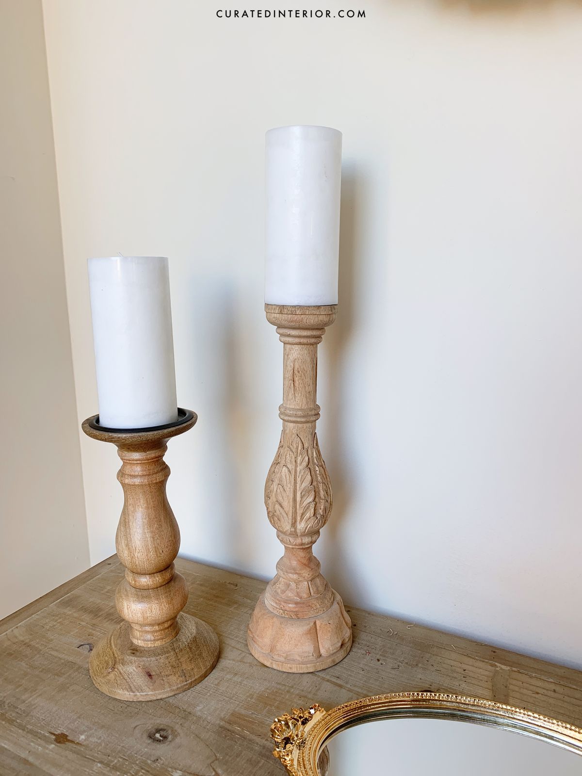 French Country Wood Candle Pillars