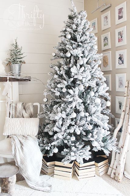 Large white Flocked Christmas tree Decor via thriftyandchic