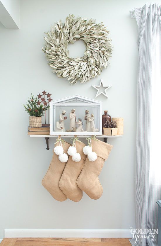 Neutral Nativity Vignette and Sage Wreath via thegoldensycamore