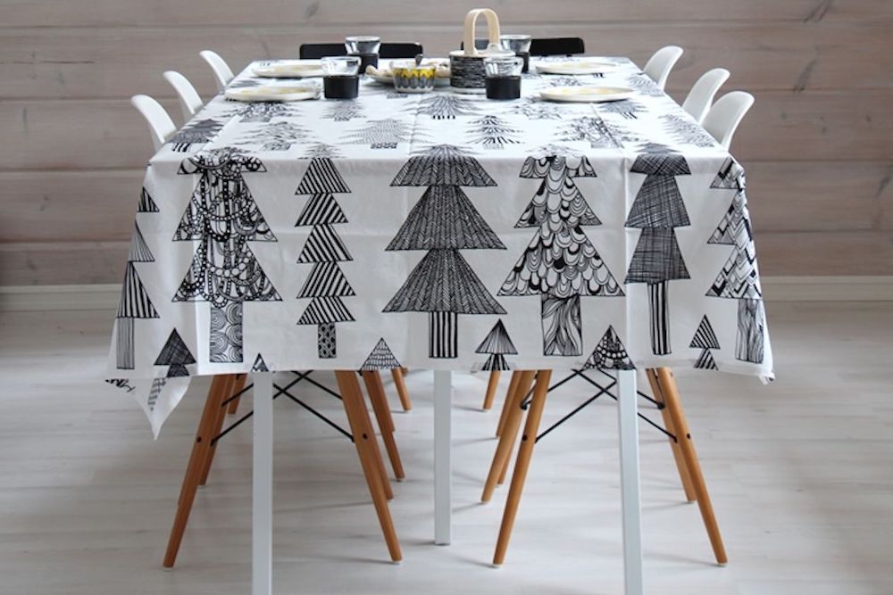 Scandi Black and White Christmas Tree Tablecloth via Kaikki Mitä Olen of Finland
