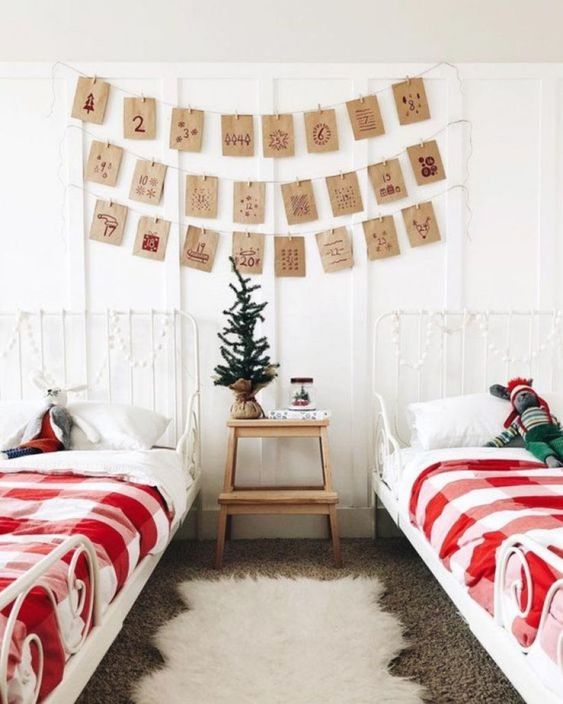 Scandi Christmas Bedroom with Two Beds