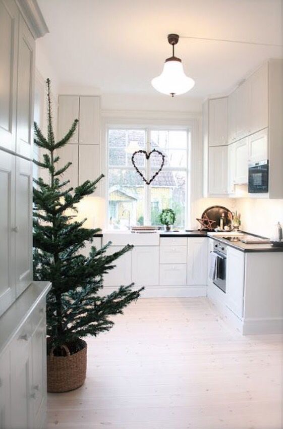 Scandi Christmas Kitchen Decor with Heart on the window