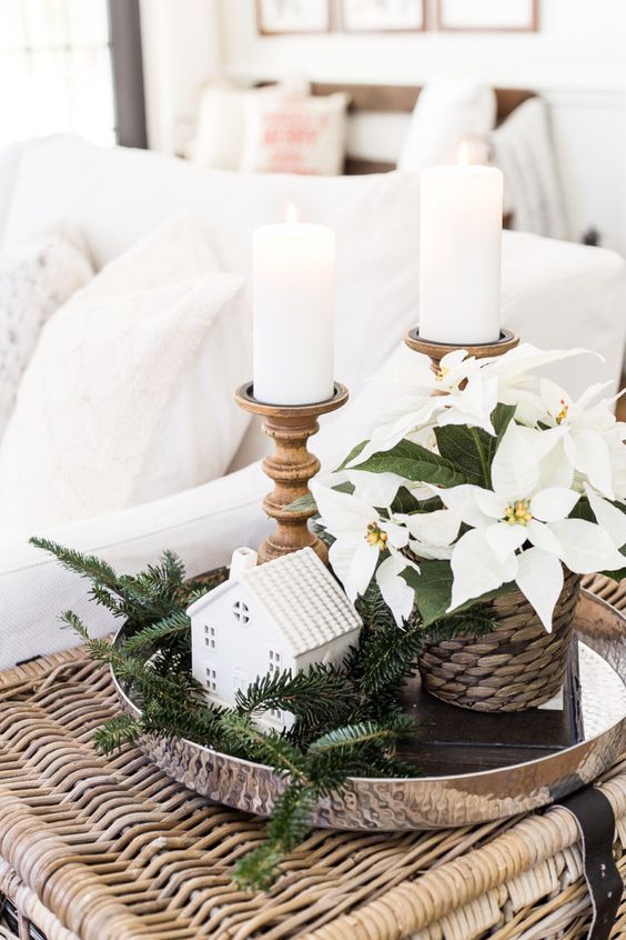 White Poinsettias via @BlesserHouse