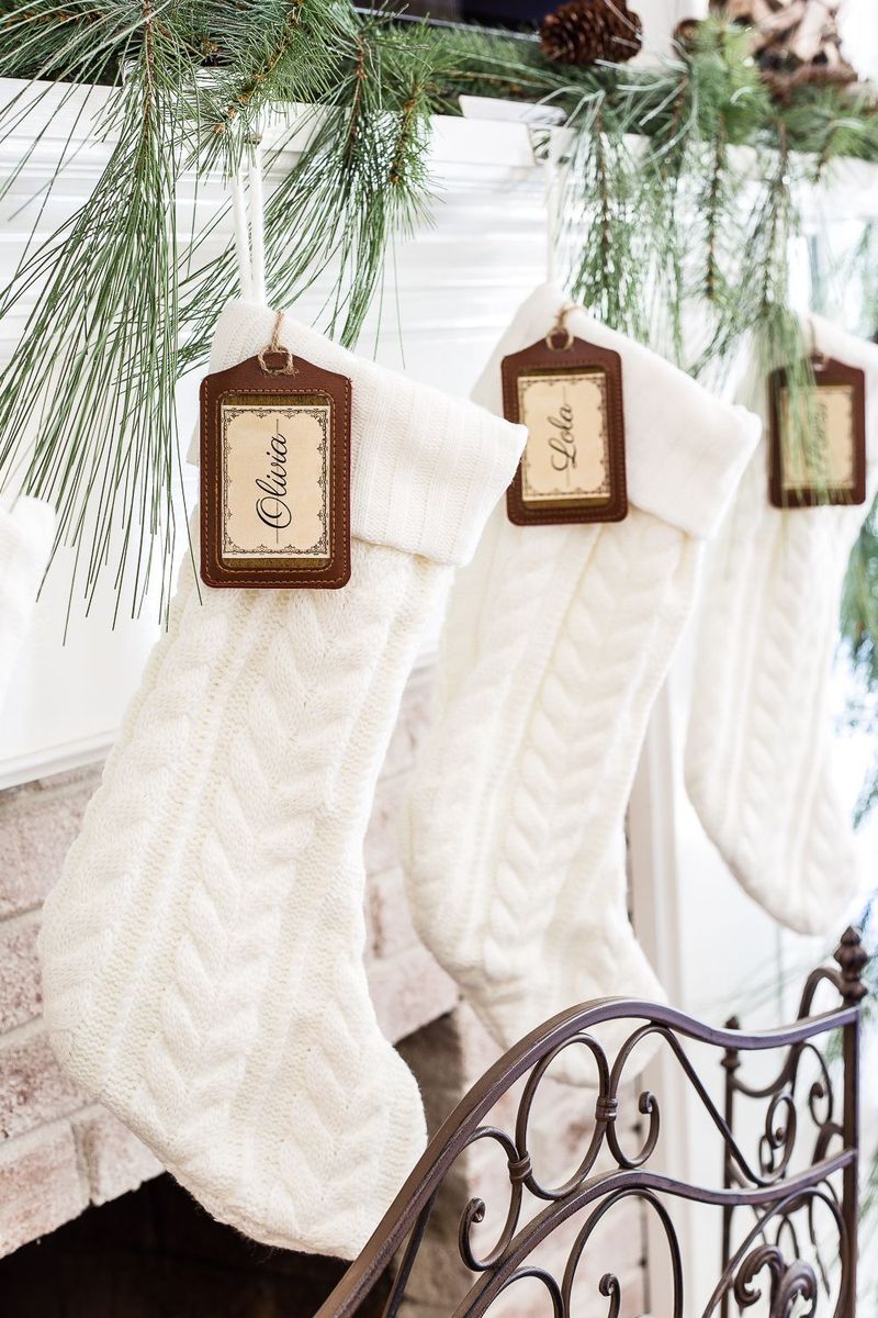 White cableknit Christmas Stockings via blesserhouse