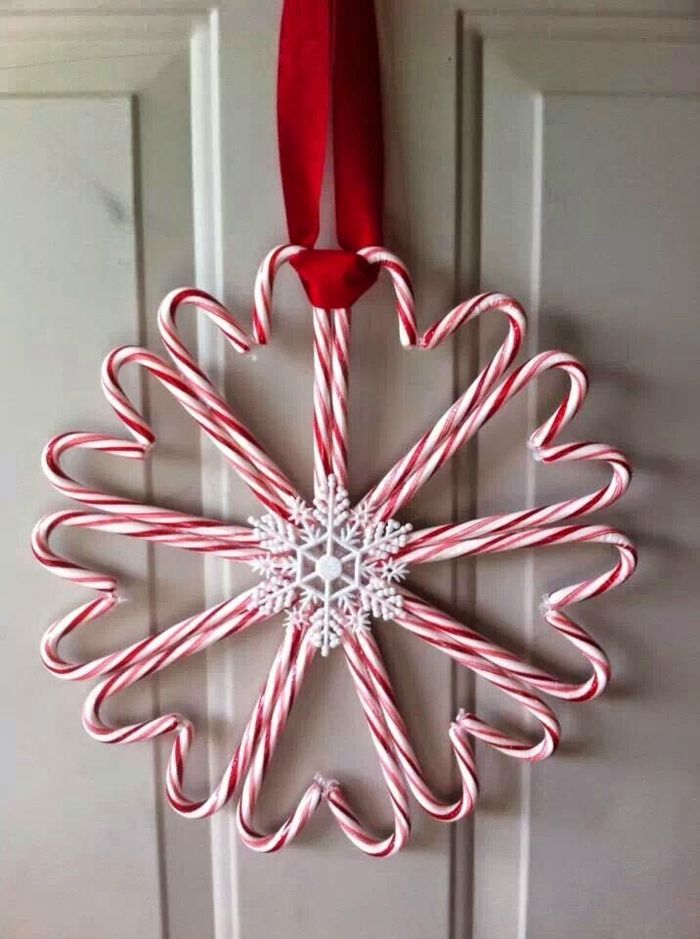 DIY Candy Cane Wreath via trendyandwild