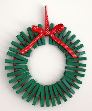 DIY Christmas Clothespin Wreath via gwennypenny