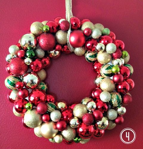 DIY Ornament Christmas Wreath via amygblog