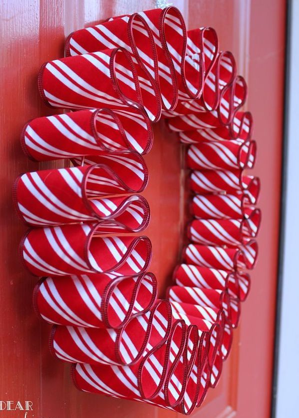 DIY Ribbon Candy Wreath via petalandply