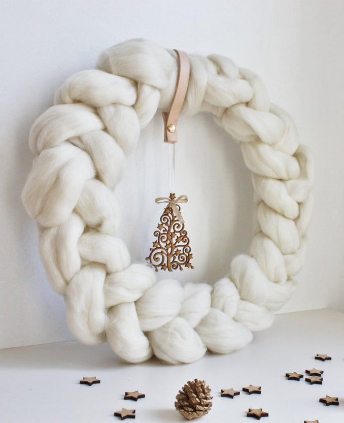 DIY Scandinavian Christmas Decorations Chunky Knit Scandi Christmas Wreath Etsy