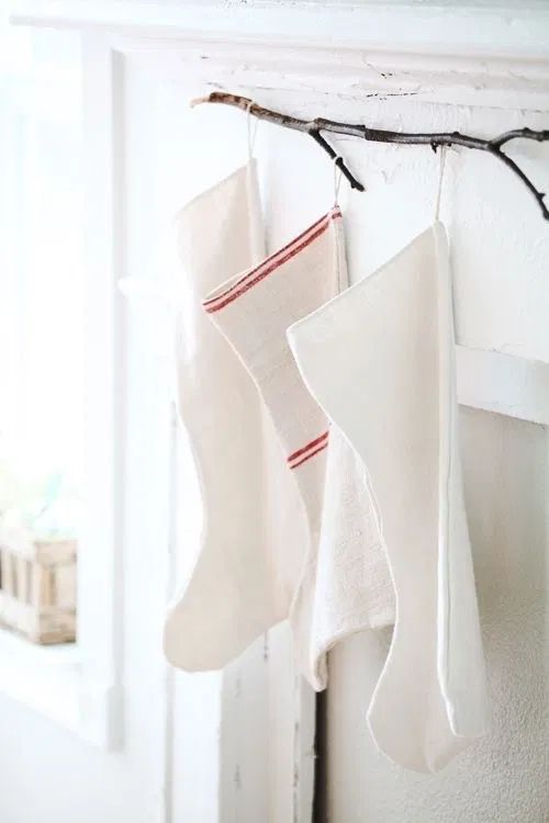 DIY Scandinavian Christmas Decorations White cloth stockings