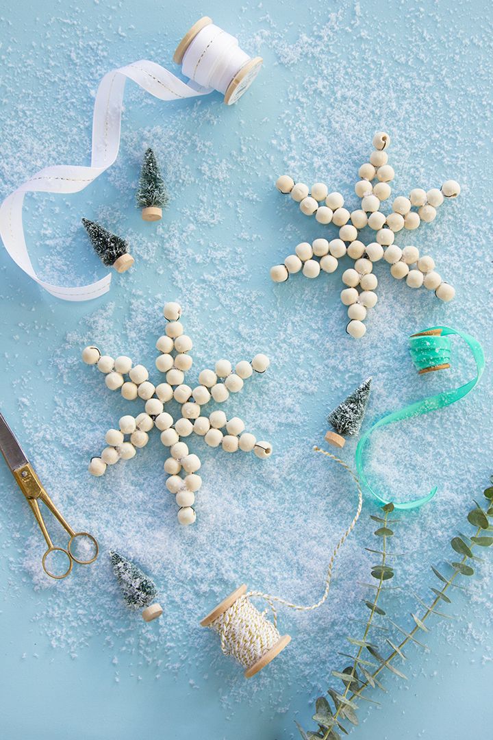 DIY Wood Bead Snowflake Ornament via aliceandlois