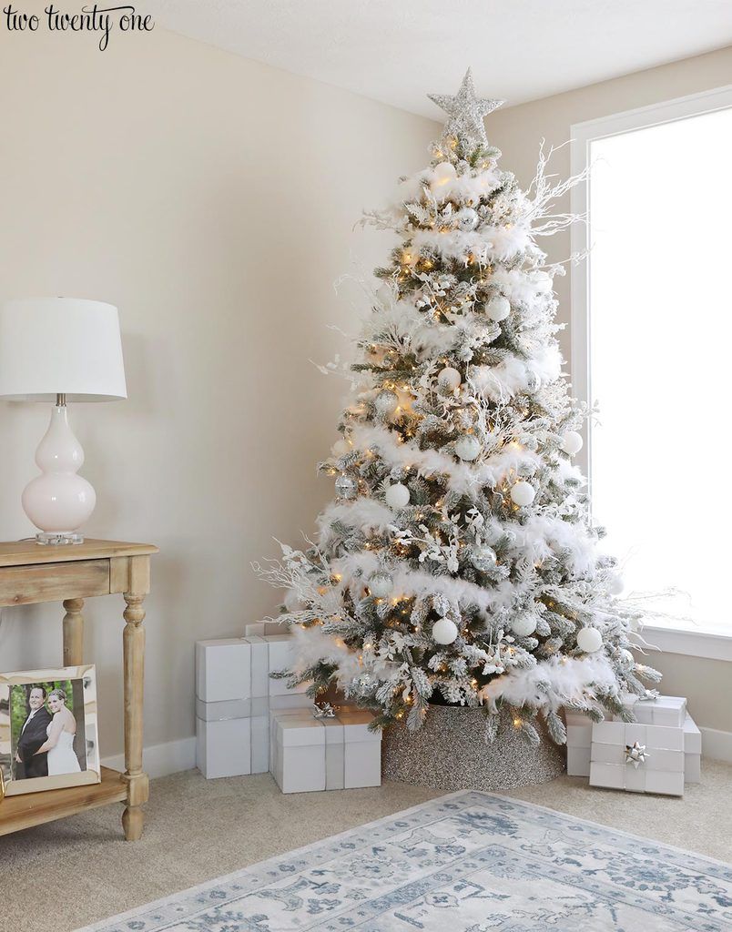 Glam Flocked Christmas Tree Decor via twotwentyone