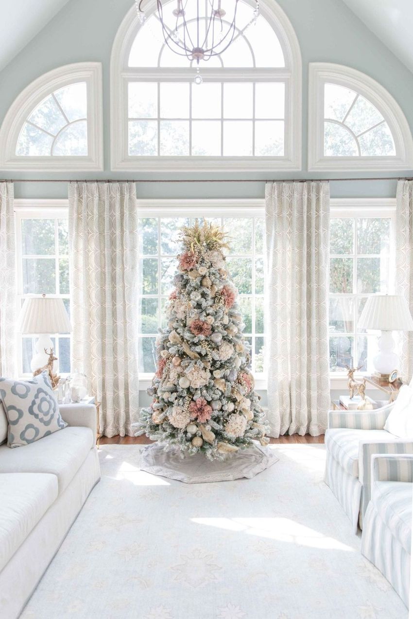 Pink and gold Glam Christmas Living Room Decor via bluegraygal