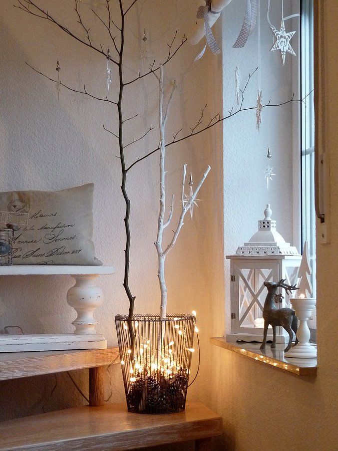 Scandinaviain Decor Bare Branch Tree with String Lights via solebich