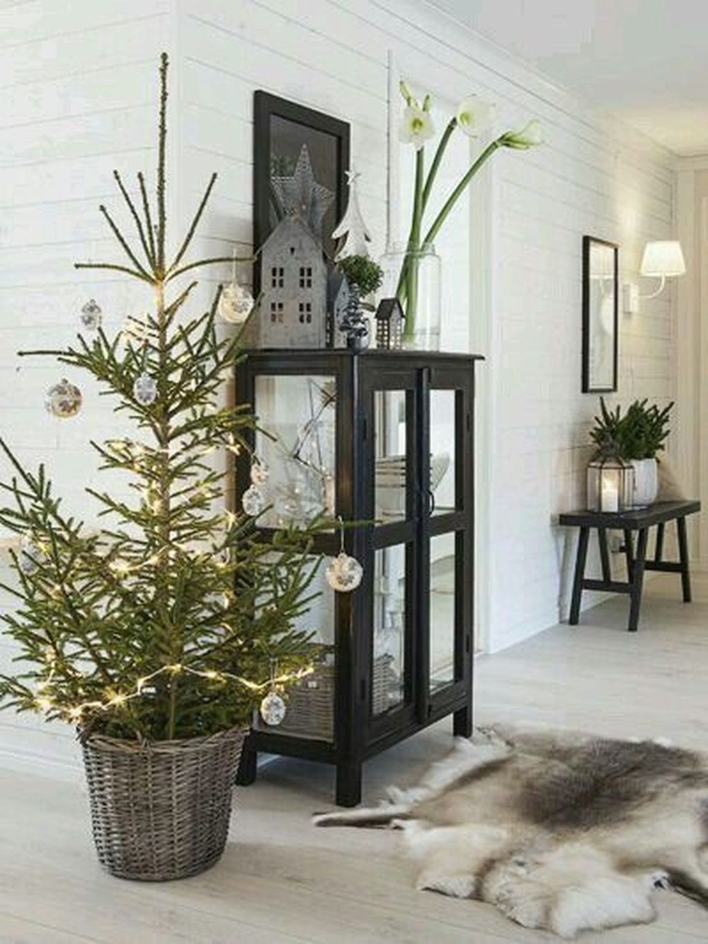 Scandinavian Christmas Decor Side Cabinet