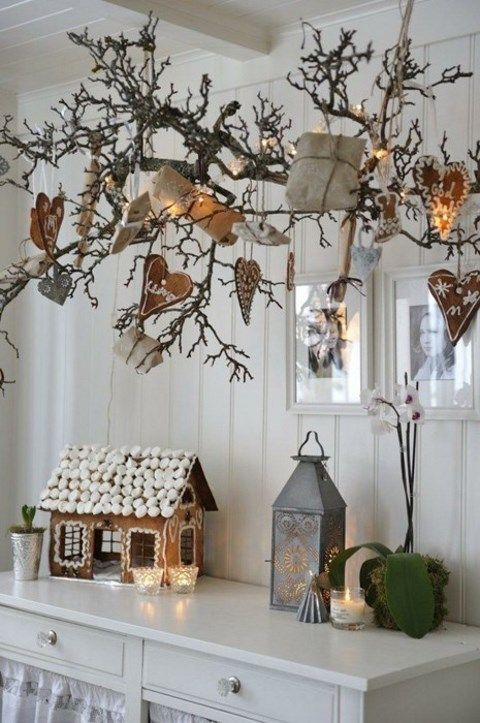Scandinavian Gingerbread House Christmas Decor Cabinet
