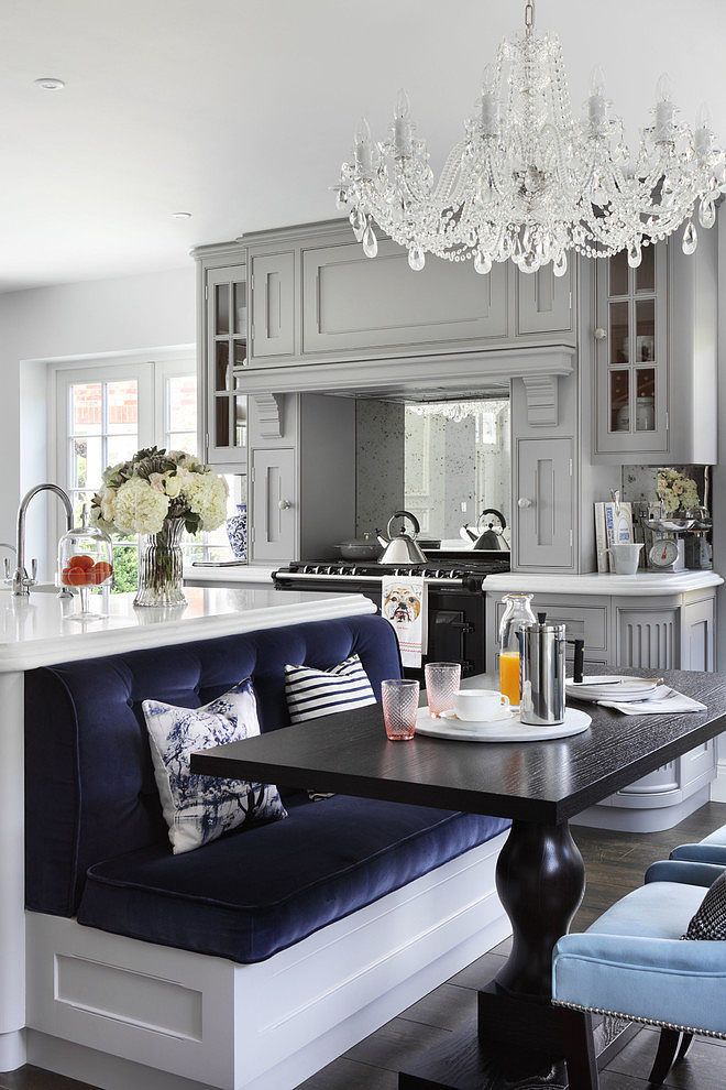 Banquette Installed On The Back Of A Kitchen Island Via Oliver Burns 