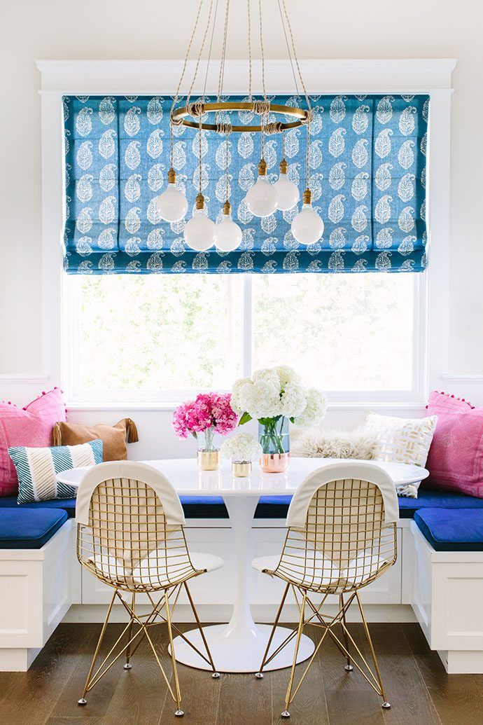 Blue and Pink Breakfast Nook by the Window via Jessica McClendon