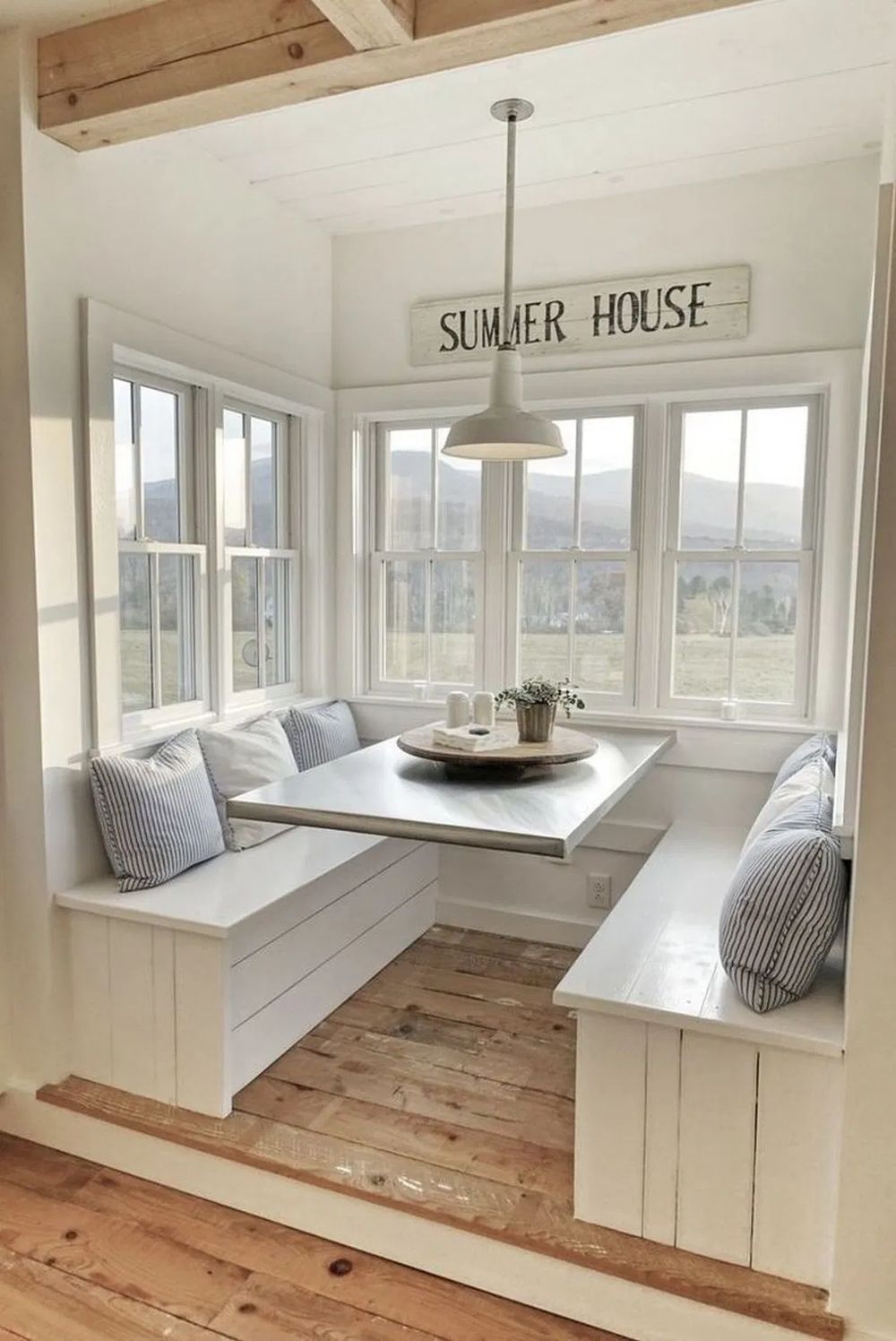 Built-in 2-sided booth Breakfast Nook for Beach home