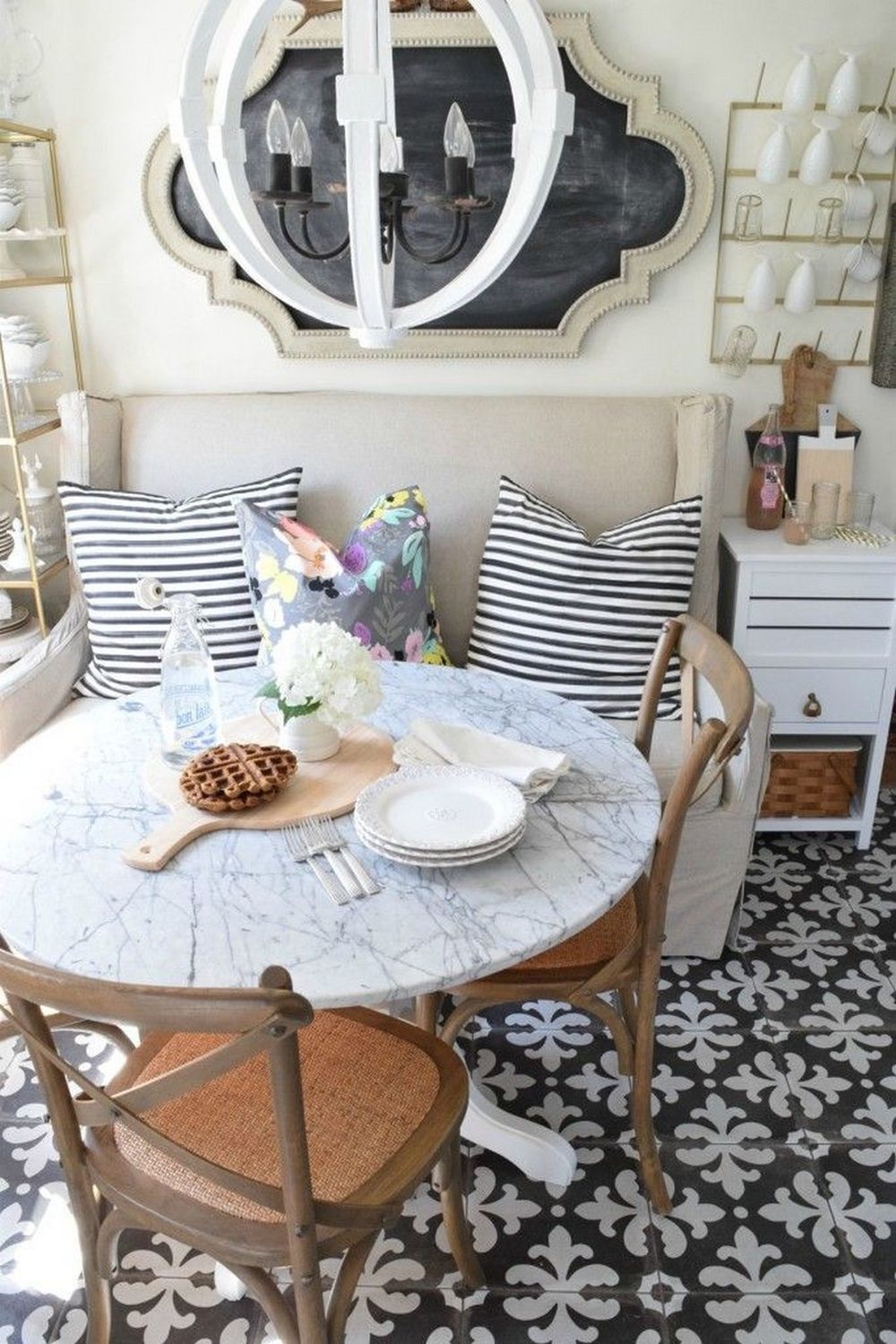 French Country Tile Floors in Breakfast Nook