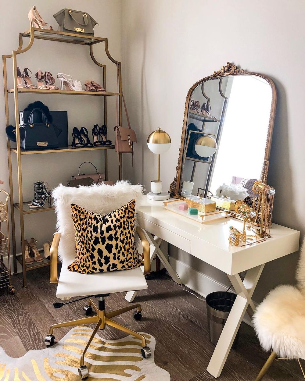 Glam animal print decor on a glam vanity via @hauteofftherack