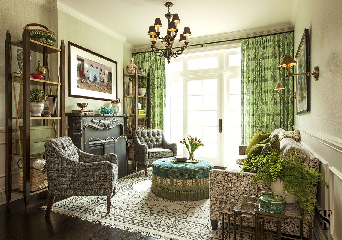 Neo-Trad Green monochrome room via Summer Thornton Design