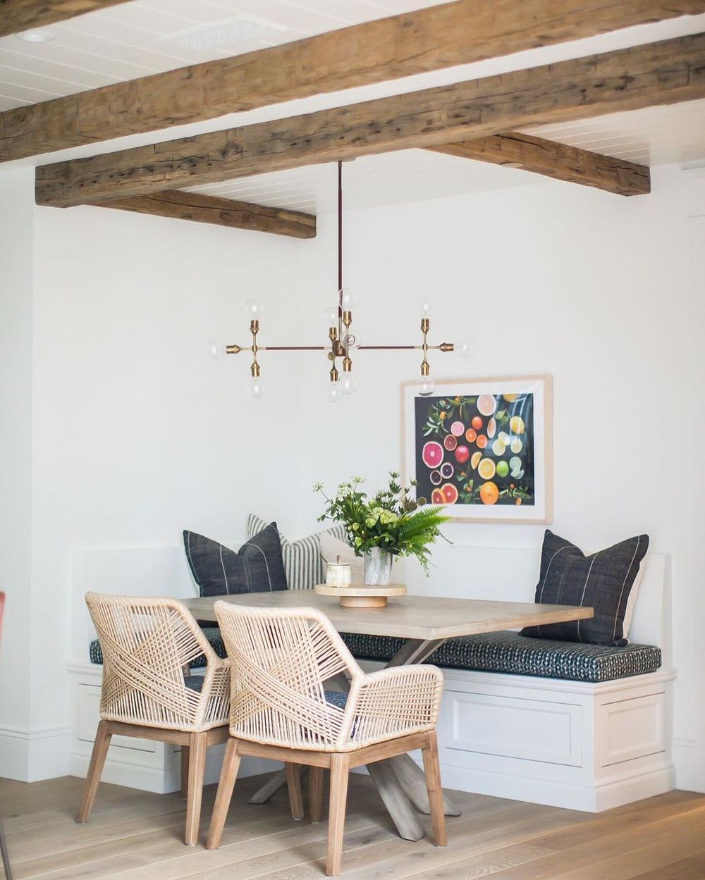 Rectangle Table Breakfast Nook Design via @kellynuttdesign