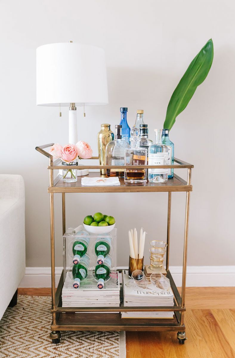 Brass bar cart via The EveryGirl Ashley Kane