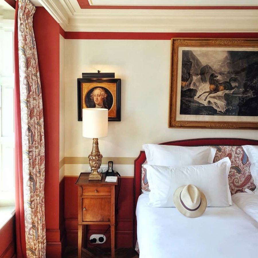 French Country Bedroom with Red Paint via @airellesgordes