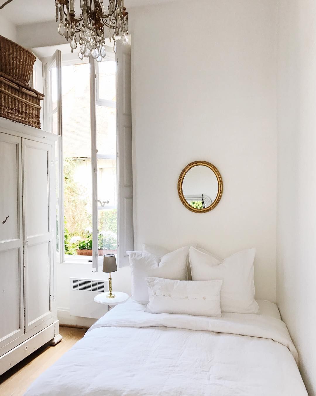 French country bedroom with Simple White Linens via @lostncheeseland