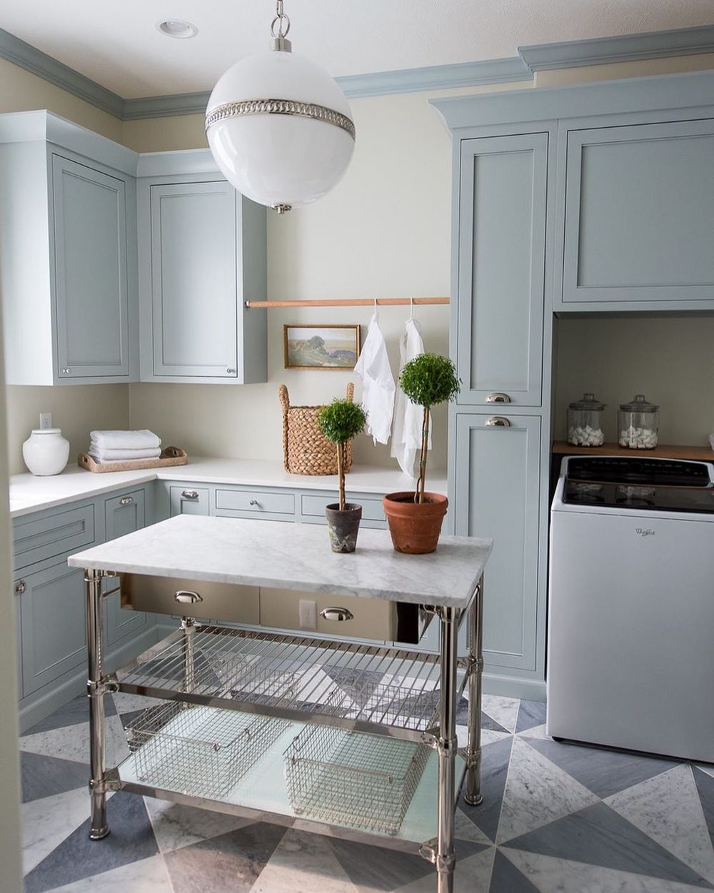 Laundry Room Decor Utility Island with Drawers @whittneyparkinson