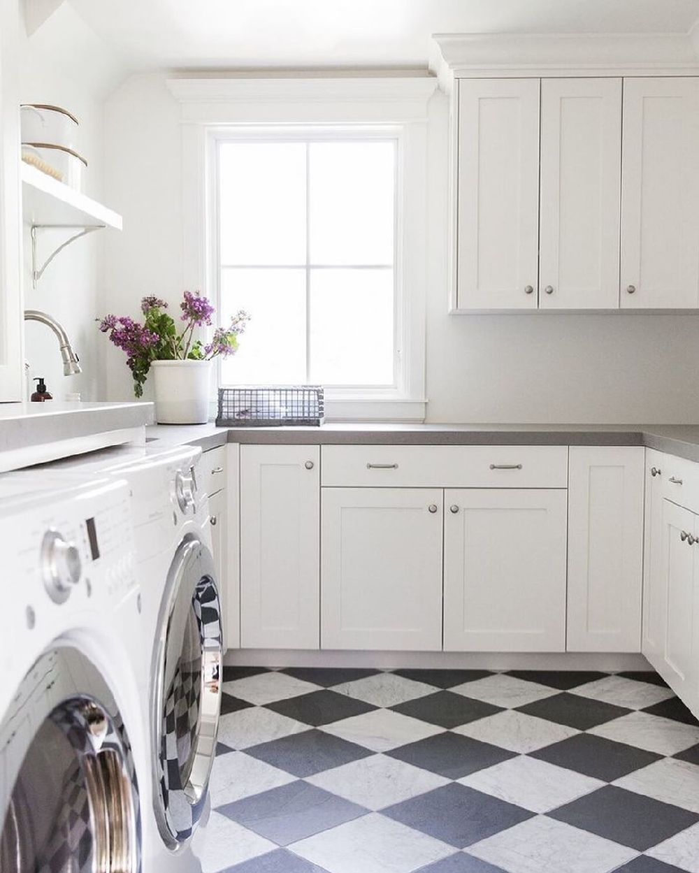 Laundry room flooring ideas Checkered Tiles @studiomcgee