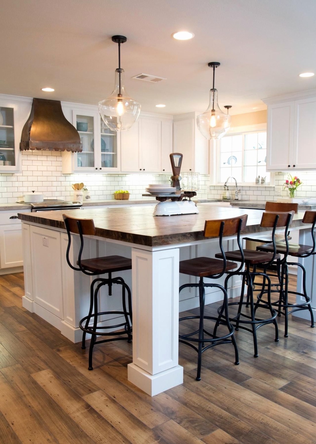 Farmhouse Counter Chairs for the Kitchen via Magnolia Homes