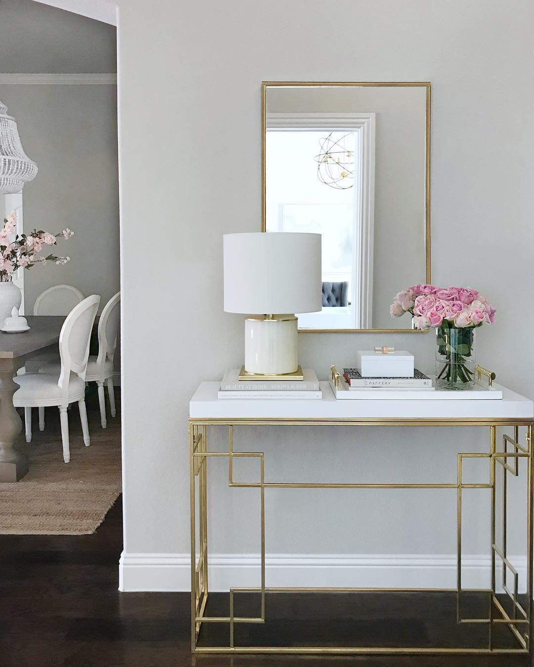 Glam Entryway with Gold Geometric Console Table via @thedecordiet