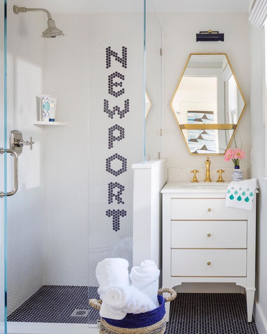 Coastal Bathroom with Newport Tile in Shower via @digsdesignco