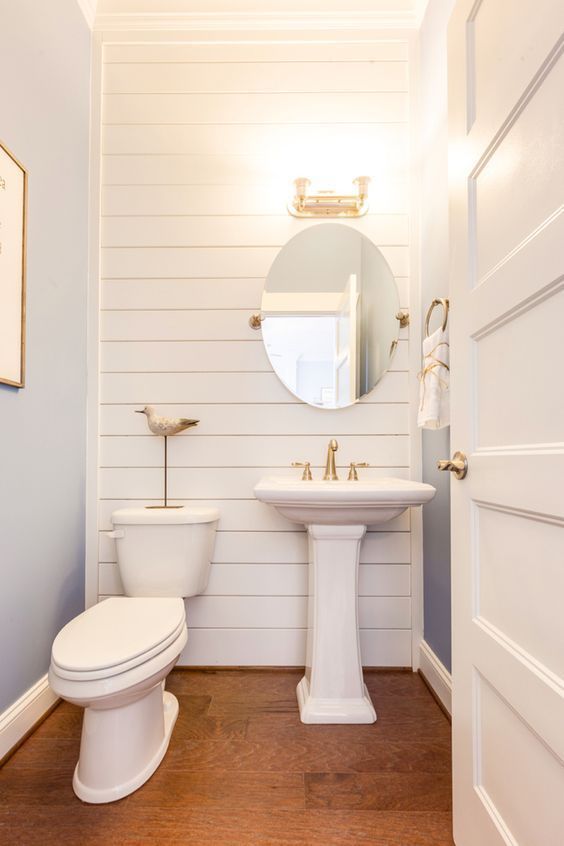 Coastal Bathroom with Shiplap Wall via Stephen Alexander Homes