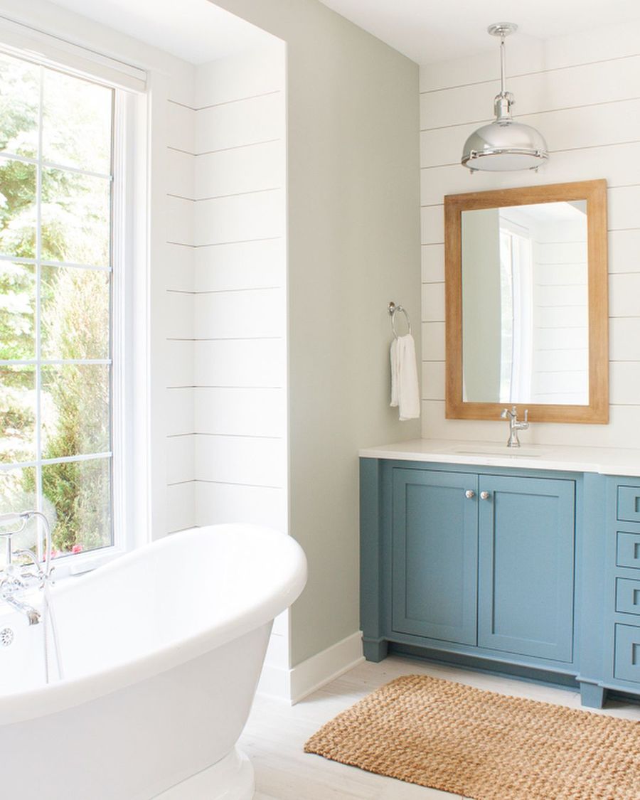 Coastal Bathroom with Shiplap walls via @lilypadcottage