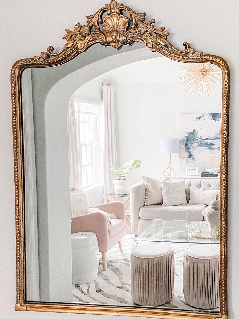 Glam Mirror hanging on the wall via @shannongolddesign