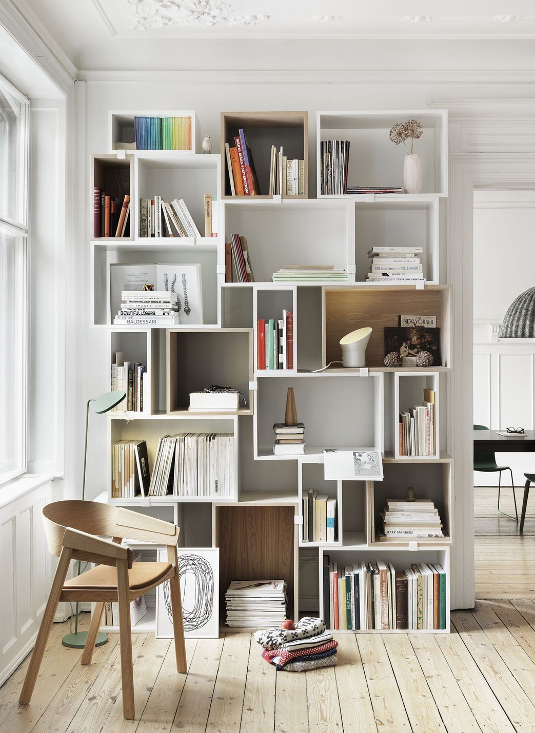 Scandinavian Bookcases and Shelving Units via Muuto Stacked System