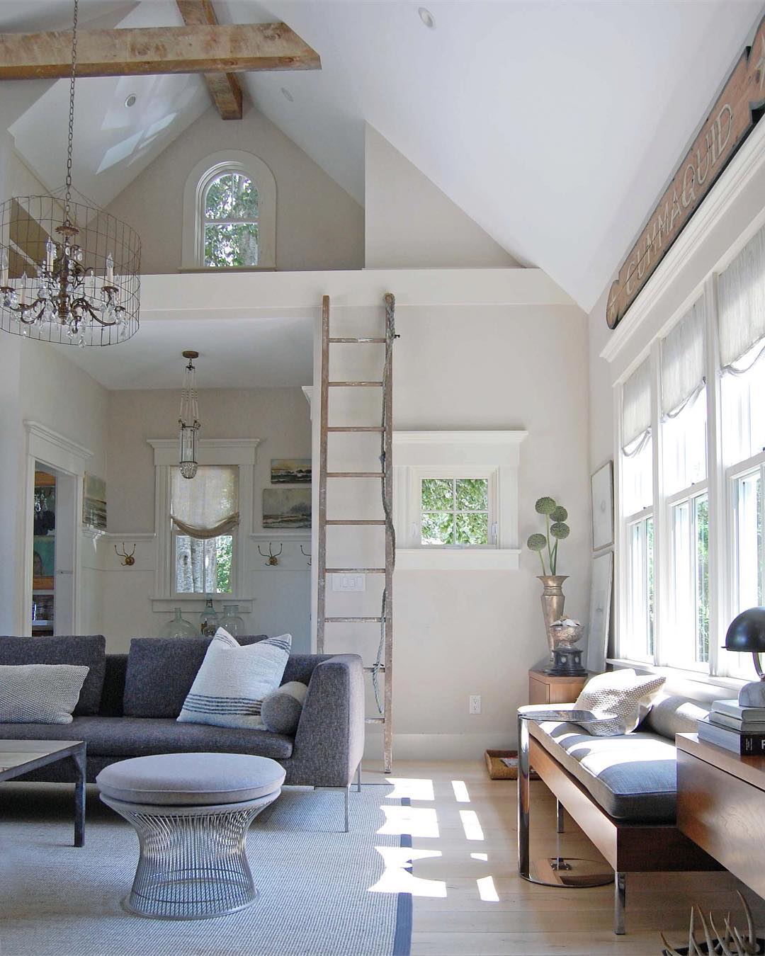 Coastal Living Room with Ladder to Loft via @oldsilvershed