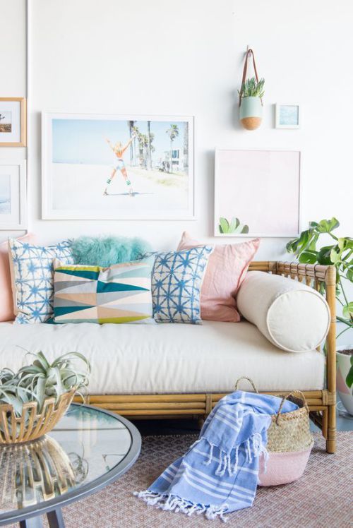 Coastal Living Room with Lots of Indoor Plants