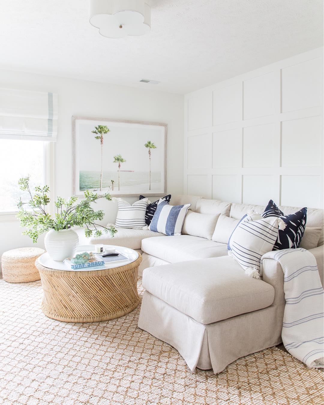 Coastal Living Room with Neutral Rug and Table via @lifeonvirginiastreet