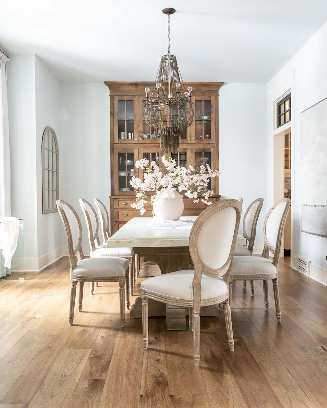 French Country Side Chairs with Round Back in Dining Room via @decoratinglife.ca