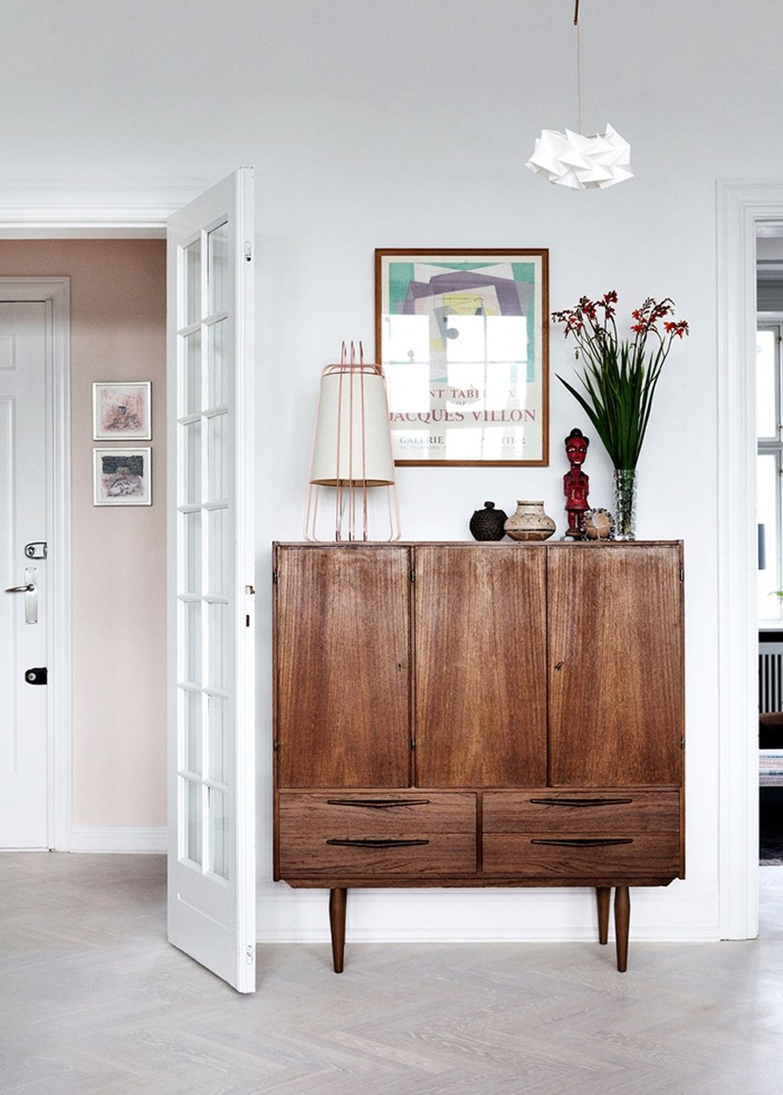 Mid century modern tall shop storage cabinet